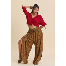 Los Banditos Bağcıkl Detaylı Yandan Yırtmaçlı Kadın Viskon Pantolon