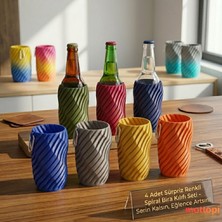 Mottopi 3+1 Sürpriz Renkler Spiral Desen Bira Çorabı,Bira Kılıfı,Bira Gizleyici,İçecek Kılıfı-Sürpriz Set 4 Adet