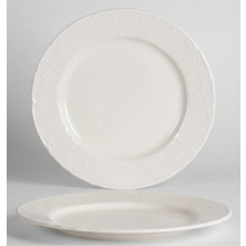 İpek Porselen 6 Kişilik Kabartma Desen Lisa Pasta Tabağı 21CM Krem Rengi