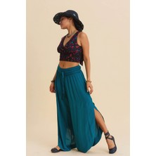 Los Banditos Bağcıkl Detaylı Yandan Yırtmaçlı Kadın Viskon Pantolon