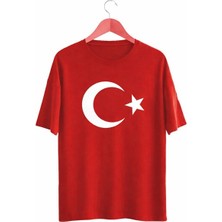 Sahra Ay Yıldız Baskılı Kısa Kollu Bisiklet Yaka Çocuk Tişört  5-8 Yaş 128-8 - 2 Adet