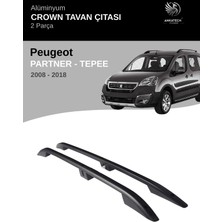Turtle Peugeot Tepee 2008-2018 Crown Tavan Çıtası - Siyah