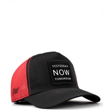 BlackBörk Yesterday Now Tomorrow Logolu Cordura Siyah-Kırmızı Trucker Şapka