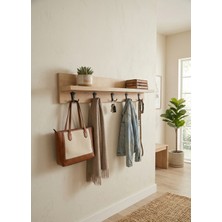 Bayhenne Portmanto Duvar Askılığı Raflı Elbise Askılığı Safir Meşe [100CMX20CM] 5 Adet Askı Rafı