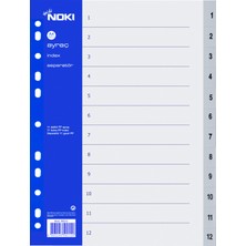 Noki 11 Parça Ayraç 1-12 Rakam A4 PP Mavi Renkli Dosya İçin Pratik Çözüm