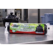 Popüler Sepet Star Plus Endüstriyel Jumbo Boy Çöp Torbası 80X110 cm 10 Adet Dayanıklı Sanayi Tipi Çöp Poşeti