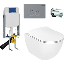 Creavit Free Kanallı Asma Klozet Thermoplast Yavaş Kapak FE320,Creavit Terra Gömme Rezervuar Set