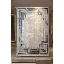 Ceremony Home Gri Krem Modern Salon Halısı, Saçaklı Oturma Odası Halısı, Leke Tutmaz, Kolay Temizlenir A839B Y9