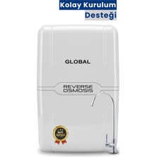 Water Global Su Arıtma Cihazı Kapalı Kasa | RO Ters Ozmos Sistem | Dahili 8L Çelik Tank | Beyaz (Üreticiden)