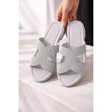 Slipcat Kadın Hasır Görünümlü Bantlı Plaj Balkon Günlük Terlik Rahat Taban Şık Yaz Kombini