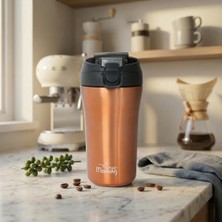 Any Morning 400 ml Paslanmaz Çelik Termos Mug, Çift İşlevli Sızdırmaz kapaklı, Bakır SI232021