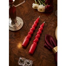 Drn Kırmızı Renkli Spiral, Burgulu Pinterest Model Şamdan Mum 2' Li Set