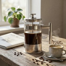 Any Morning 600 ml Paslanmaz Çelik French Press, 3 Katmanlı Filtreli FF110