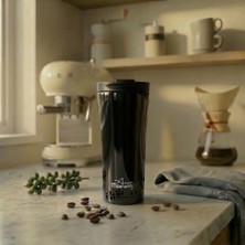 Any Morning 450 ml Paslanmaz Çelik Termos Mug,  Çift Katmanlı, Sızdırmaz Kapak ,Siyah SI231905