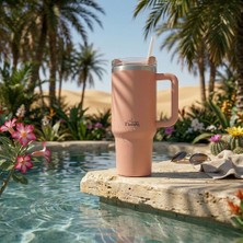 Any Morning Vaha 1200 ml Termos Mug – 3 Aşamalı Çevirmeli Kapak, Somon