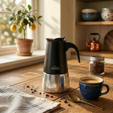 Any Morning 300 ml Paslanmaz Çelik Moka Pot  İndüksiyon Uyumlu Siyah FE001-6