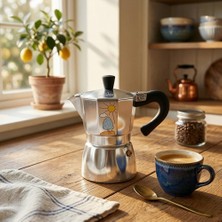 Any Morning 240 ml Alüminyum Moka Pot Espresso Kahve Makinesi Desenli Gümüş Renk HES-6