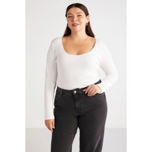 ETHIQUET Versaybb Kadın Regular Slim Beyaz Beyaz Büyük Beden Body