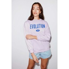 Ethiquet Ivory Kadın Oversize Lila Sweatshirt