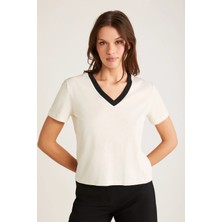 ETHIQUET CAMILLE Kadın Ekru T-Shirt