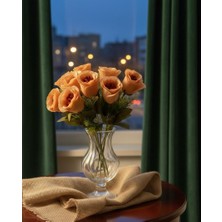 Bakburaya Yapay Çiçekçilik Kahverengi Yakamoz Gülü 35CM 7 Kafalı Ev Vazo Dekor Süsü