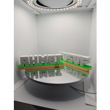 Print Zone Kişiye Özel Minecraft Temalı Masaüstü Isimlik - Oyuncu Odası ve Çocuk Odası Dekorasyonu