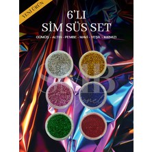 SMB Profesyonel Simli Tırnak Süsleme 6 Parça Kalıcı Oje Çok Renkli Sim Süs Seti