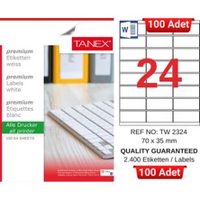 Tanex TW-2324 70X35 mm Inkjet / Laser A4 Etiket Yetkili Satıcı (100 Adet)
