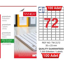 Tanex TW-2172 35X23 mm Inkjet / Laser A4 Etiket Yetkili Satıcı (100 Adet)