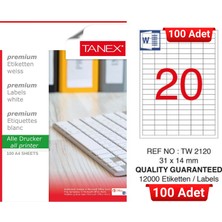 Tanex TW-2120 31X14 mm Inkjet / Laser A4 Etiket Yetkili Satıcı (100 Adet)