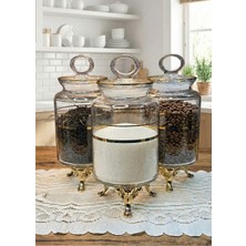 SEÇKİNEV Seçkinev Goldenjar 3 Parça Gerçek Yaldızlı ve Ayaklı 1515CC Kavanoz Set