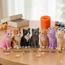 MG Truck Parts Gri Kedi Mum Soya Wax Dekoratif Hediyelik