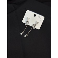 Melisa Takı & Aksesuar Jewelry Çelik Gümüş Renk Zirkon Taşlı Küpe