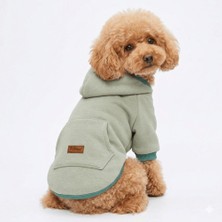 Pettrend Açık Yeşil Kanguru Cepli Kedi-Köpek Hoodie- Sweatshirt  Kedi Köpek Kıyafeti