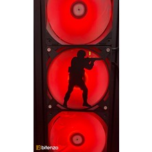 Taktik Operasyoncu Silüetli 120X120 mm Pc Fan Kapağı - Masaüstü Bilgisayar Fan Kapağı