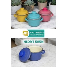 Nishev.com Evini Sev Italyan Tasarım Emaye Mini Tencere Seti – 12CM 900ML 3-Renk Alana 1 Adet-Hediye , Lüks ve Çevre Dostu