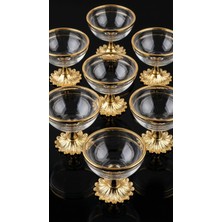 Elta Collection 6 Lı Gold Ayaklı Cam Lokumluk Şekerlik Çikolatalık Kahve Yanı Sunumluk Dekoratif Kase