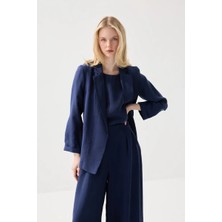 Gusto Rahat Kesim Tencel Ceket - Lacivert