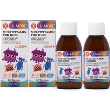 u-more 2'li Gelişim Paketi - Çocuklar Için Multivitamin & Kalsiyum Şurubu 150 ml X2 - Çinko ve C Vitaminli