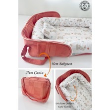 Jaju Baby Tavşan Desen Kiremit Waffle Taşıma Çantalı Bebek Babynesti – Yumuşak ve Ergonomik Tasarım