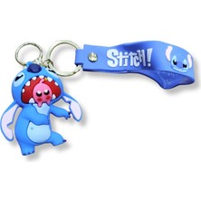 Teknofun Stitch V2 Premium 3D Figürlü Mavi Bilek Kayışlı Anahtarlık - 1 Adet