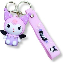 Teknofun Kuromi V2 Premium 3D Figürlü Klasik Siyah Bilek Kayışlı Anahtarlık - 1 Adet