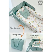 Jaju Baby Taşınabilir Çantalı Babynest Yeşil Renk Pamuk Malzeme ile Ergonomik Yapı ve Güvenlik