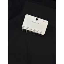Melisa Takı & Aksesuar 316L Çelik Jewelry Gümüş Renk 6lı Set Zirkon Taşlı Küpe