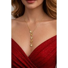 Melisa Takı & Aksesuar 316L Çelik Gold Renk Yıldız Element Y Kolye