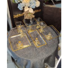 SEÇKİNEV Seçkinev Almeira Ayaklı Gold Masa Sunum Tabağı Set 8 Parça