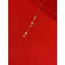 Melisa Takı & Aksesuar 316L Çelik Gold Renk Yıldız Element Zirkon Taşlı Y Kolye