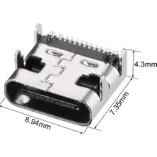 Acstore IC-266B-4 Type-C Dişi Şase Konnektör - USB 3.1 16 Pin Hızlı Şarj Destekli Soketi
