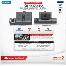 Techsmart 2 Kanal Araç Kamera Ön + Iç 1080P Full Hd Wifi Gps Gece Görüşlü