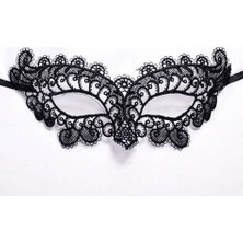 İlk El Grup Siyah Renk Dantel Kesim Dantel Işlemeli Balo Parti Maskesi 10 No Iegtgrs-34